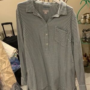 Merona Gray and White Striped Shirt